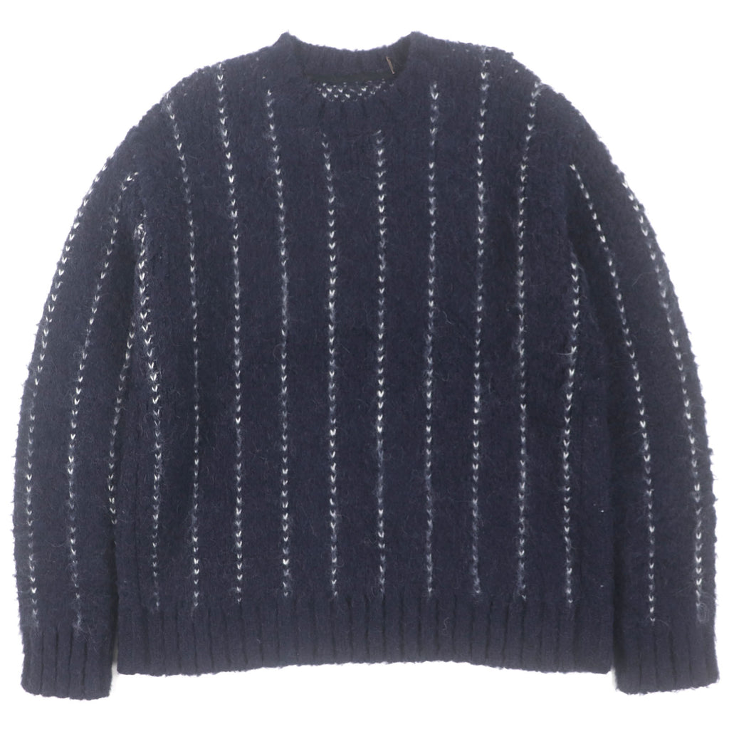 サカイ Jacquard Knit Pullover アルパカ・モヘア混 ストライプ柄 ニット セーター ネイビー 4 メンズ