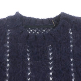サカイ Jacquard Knit Pullover アルパカ・モヘア混 ストライプ柄 ニット セーター ネイビー 4 メンズ