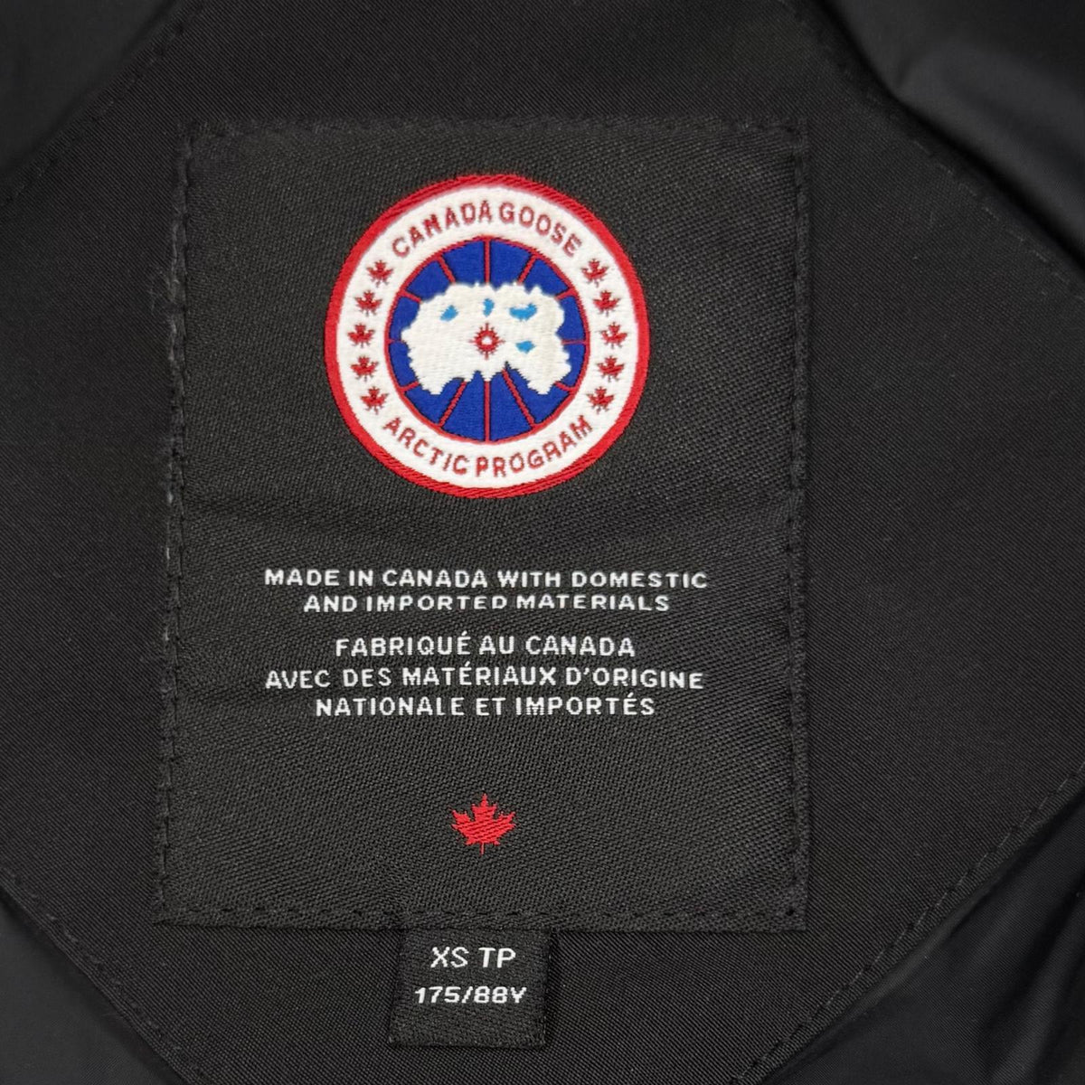 カナダグース CARSON PARKA ロゴワッペン付き ダブルジップアップ ダウンジャケット ブラック XS メンズ