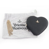 ヴィヴィアンウエストウッド SAFFIANO NEW HEART オーブ金具 チェーン レザー ショルダーバッグ ブラック レディース