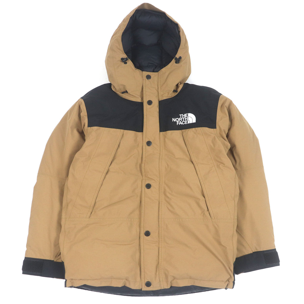 ザ・ノースフェイス Mountain Down Jacket GORE-TEX ロゴ刺繍 フーデッド ダウンジャケット ベージュ系 S メンズ