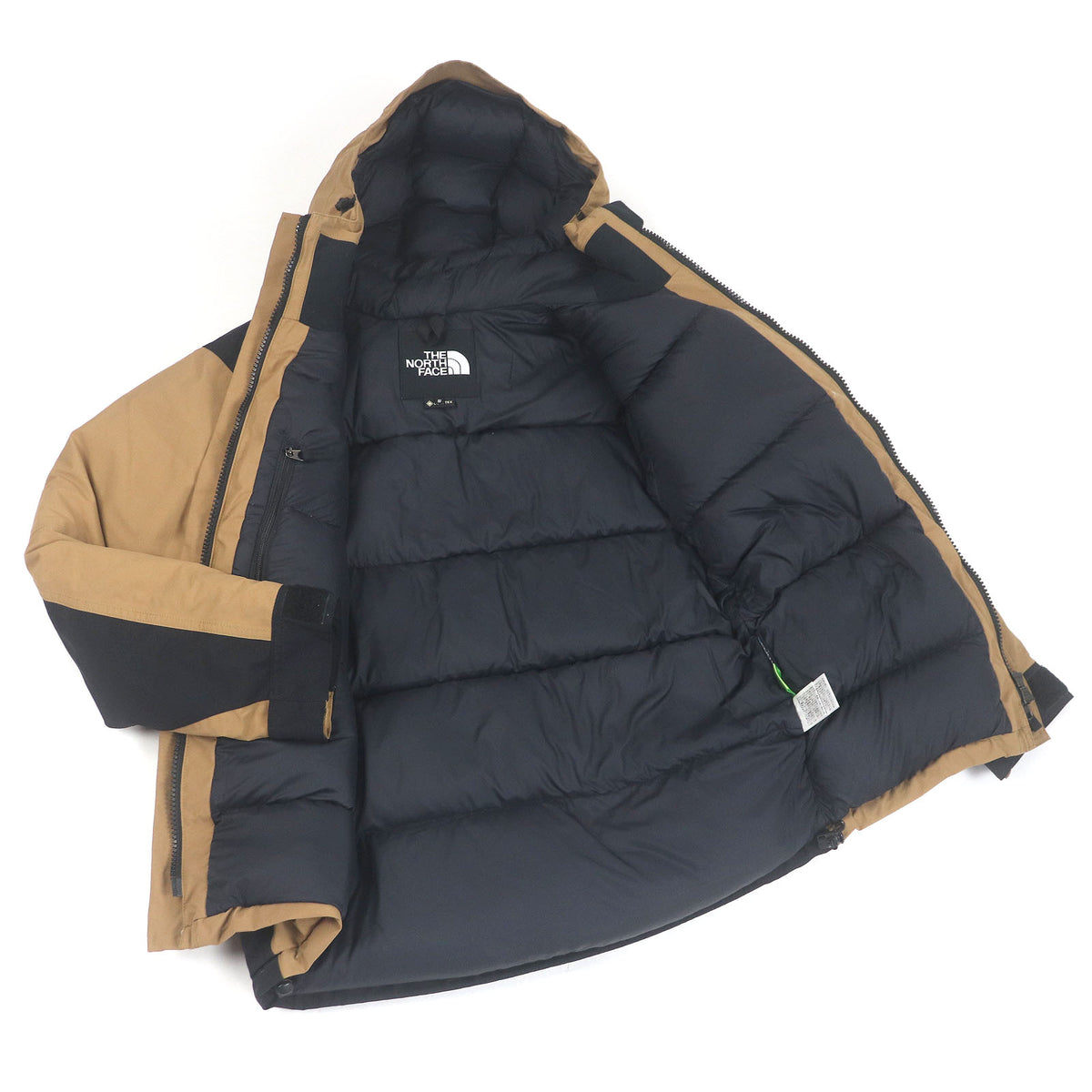 ザ・ノースフェイス Mountain Down Jacket GORE-TEX ロゴ刺繍 フーデッド ダウンジャケット ベージュ系 S メンズ