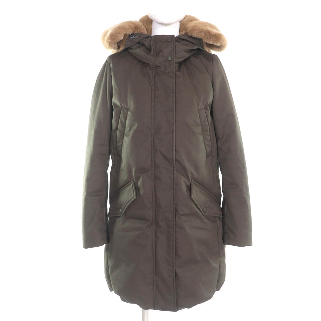 ウールリッチ COCOON PARKA ラビットファー・フード付 比翼仕立て ダウンコート カーキ XS レディース