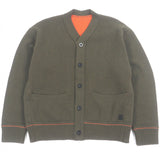 サカイ Studs Cashmere Knit Cardigan ロゴボタン ピンバッジ付き ニット カーディガン カーキ 1 メンズ