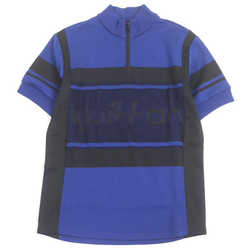 ルイヴィトン ジャガード サイクリング Tシャツ ハーフジップ 半袖ニット ブルー S メンズ