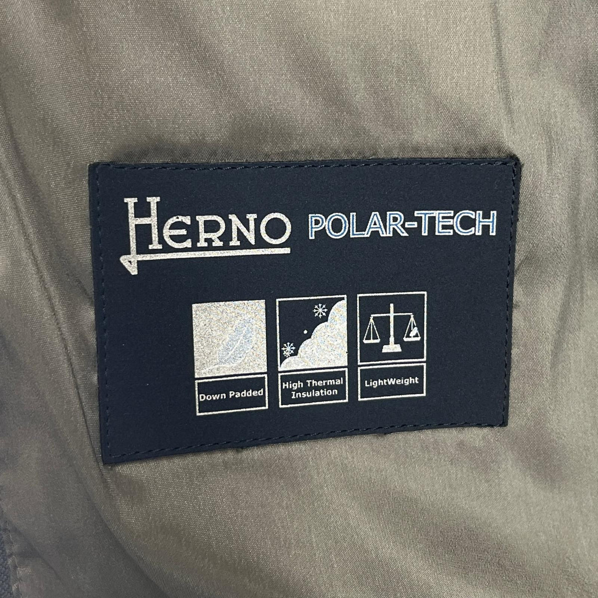 ヘルノ ロゴボタン ツイード切り替え POLAR-TECH ダウンコート グレー 10anni レディース