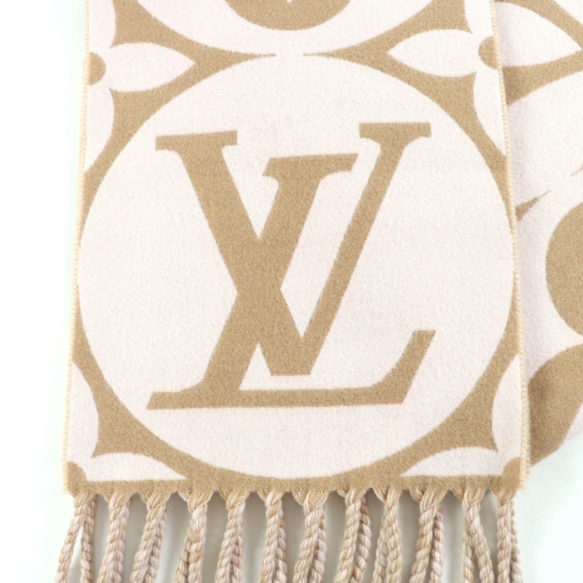 ルイヴィトン フライト・モード. マフラー・LV メダリオン 現行品 フリンジ付 マフラー レディース