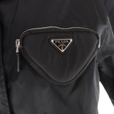 プラダ Re-Nylon トライアングルロゴプレート ポーチ付 半袖シャツ ブラック 38 レディース
