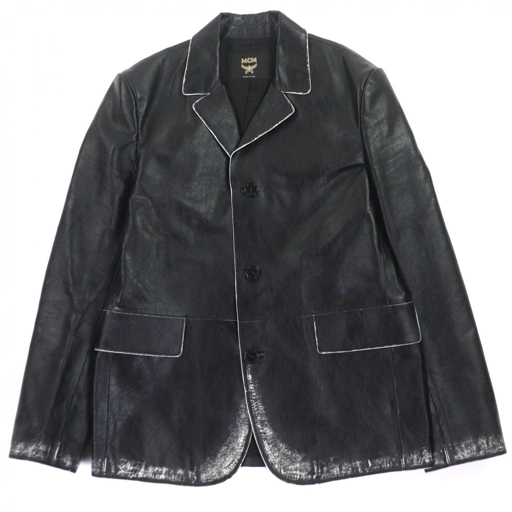 エム・シー・エム Cyberpunk Blazer ダメージ加工 ロゴ入りボタン シングルジャケット テーラードジャケット ブラック L メンズ
