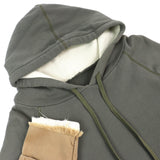 グレッグローレン FRAGMENT HOODIE ダメージ加工 再構築 ドッキング プルオーバー パーカー カーキ系 3 メンズ