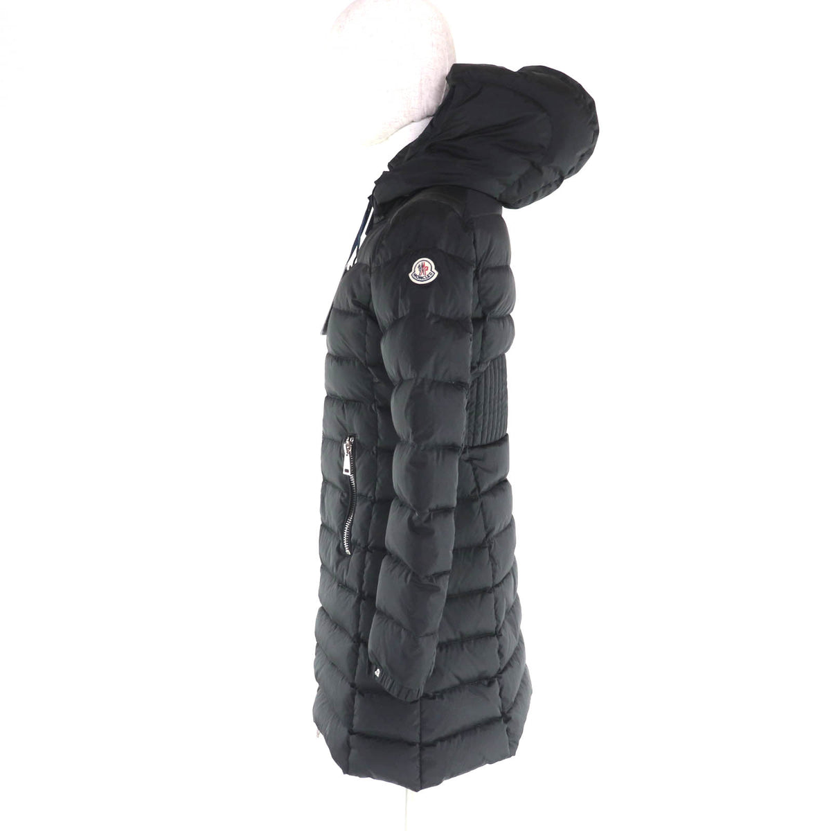 モンクレール OROPHIN フード・ロゴワッペン付 レザー使い ZIP UP ダウンコート ブラック 54847 レディース