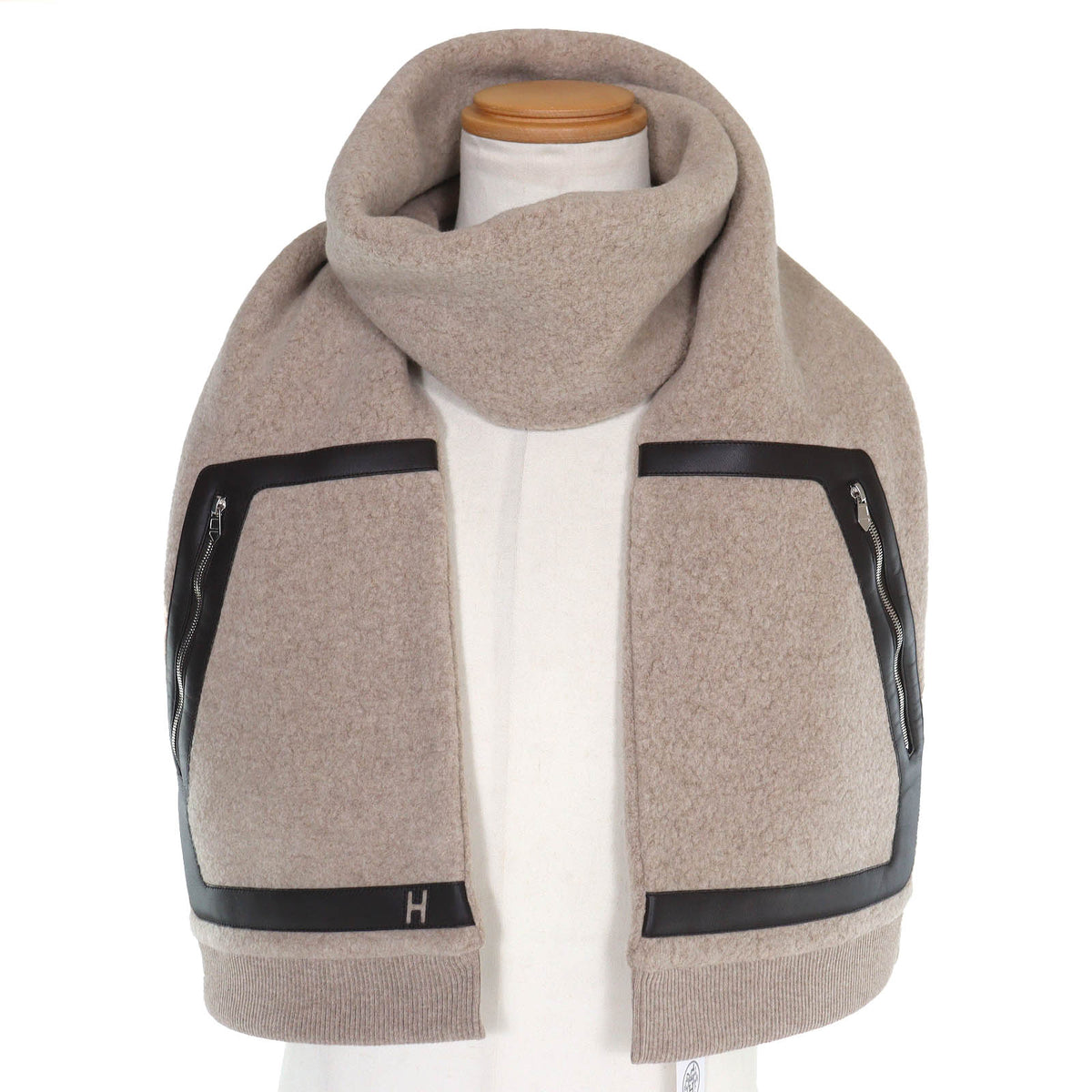 エルメス Teddy Pocket テディ・ポケット Hロゴ ストール マフラー ユニセックス マフラー ベージュ メンズ