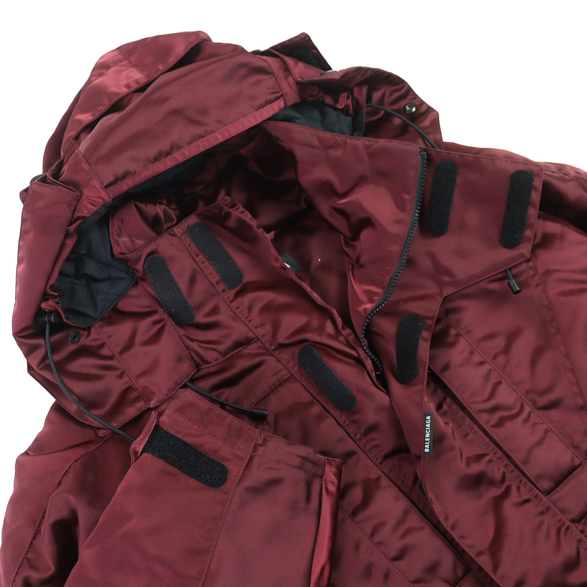 バレンシアガ Grape nylon oversize jacket フード付き 中綿入り コート ボルドー 42 メンズ