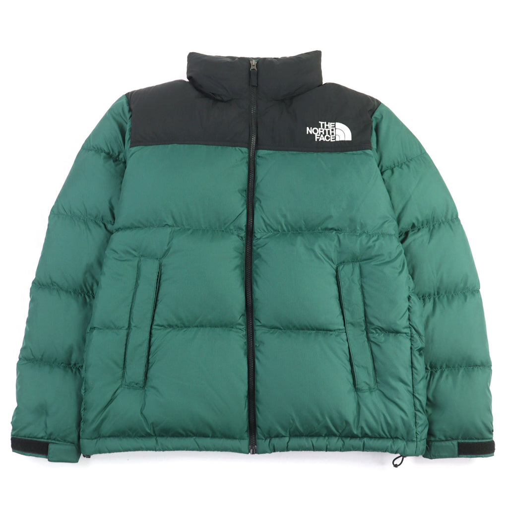 ザ・ノースフェイス Nuptse Jacket ヌプシジャケット ロゴ刺繍 フード入り スタンドカラー リサイクルダウン ダウンジャケット グリーン系 M メンズ