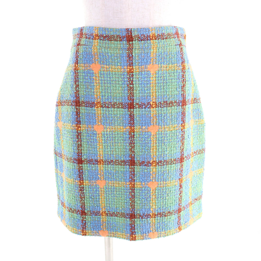 グッチ Lovelight tweed mini skirt チェック 膝丈 ツイードスカート マルチ 40 レディース