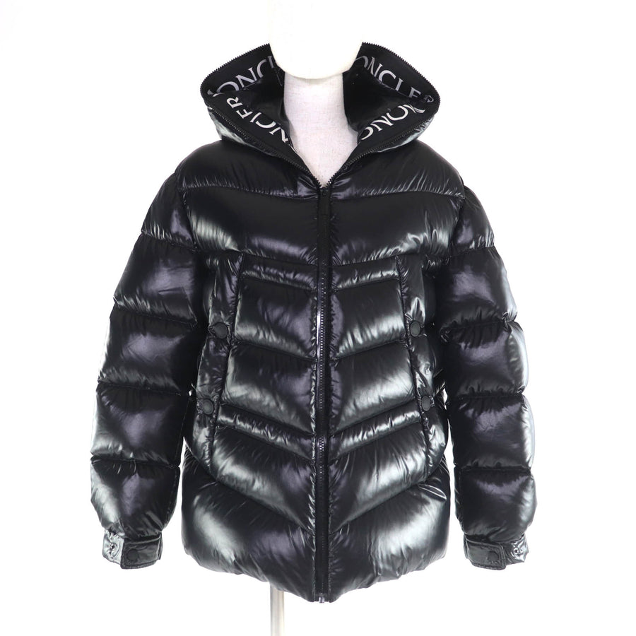 モンクレール CLAIR ラバーロゴワッペン付 ZIP UP ダウンジャケット ブラック 2 レディース
