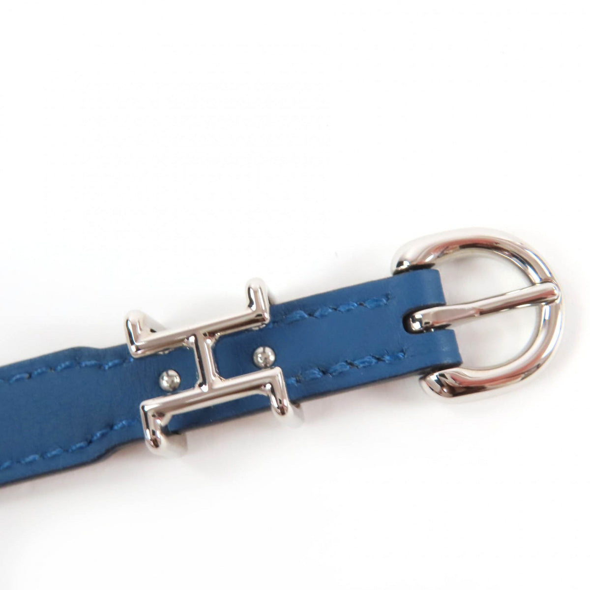 エルメス トレンチ 2連 レザー ブレスレット ネイビー レディース