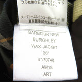 バブアー NEW BURGHLEY WAX JACKET 裏地チェック柄 オイルド コート コート カーキ系 36 メンズ