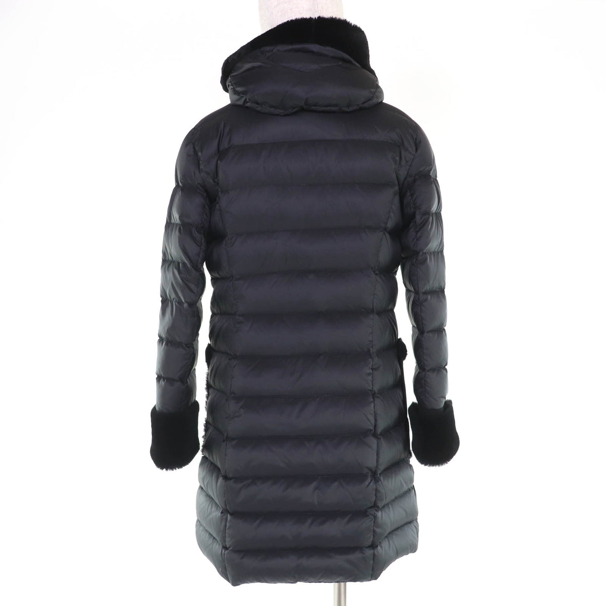 エンメティ ムートン切替 トグルボタン ダッフルコート ダウンコート ブラック 40 レディース