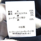 バブアー 襟コーデュロイ ウール100％ ロング コート ネイビー 38 メンズ