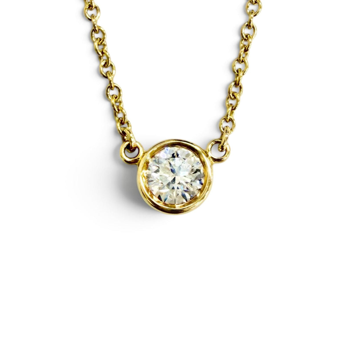 ティファニー バイザヤード 1Pダイヤモンド ペンダント ネックレス 750(YG) 約0.18ct ネックレス イエローゴールド レディース
