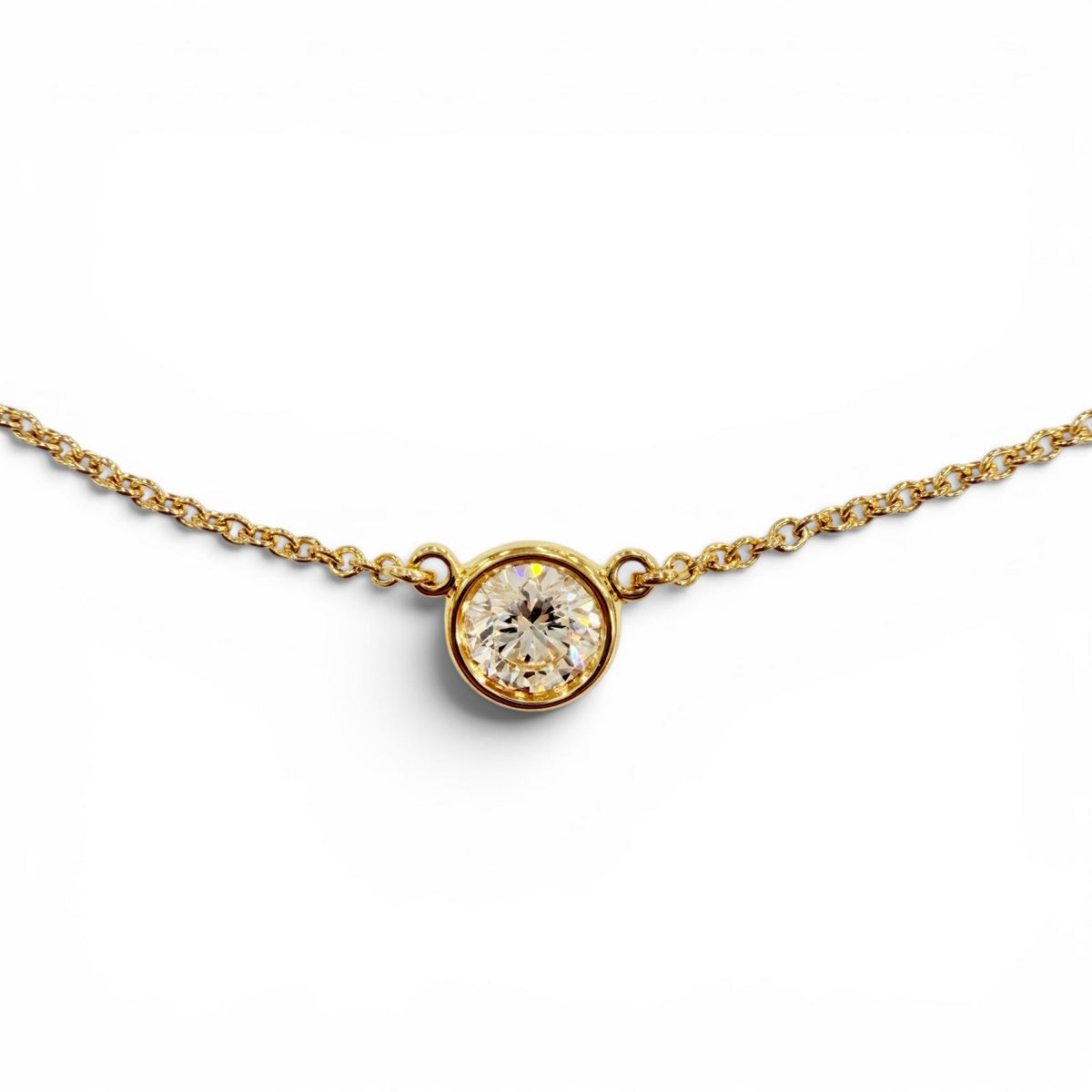 ティファニー バイザヤード (YG) ダイヤ1P 約0.18ct 直径約5.30mm ネックレス イエローゴールド レディース