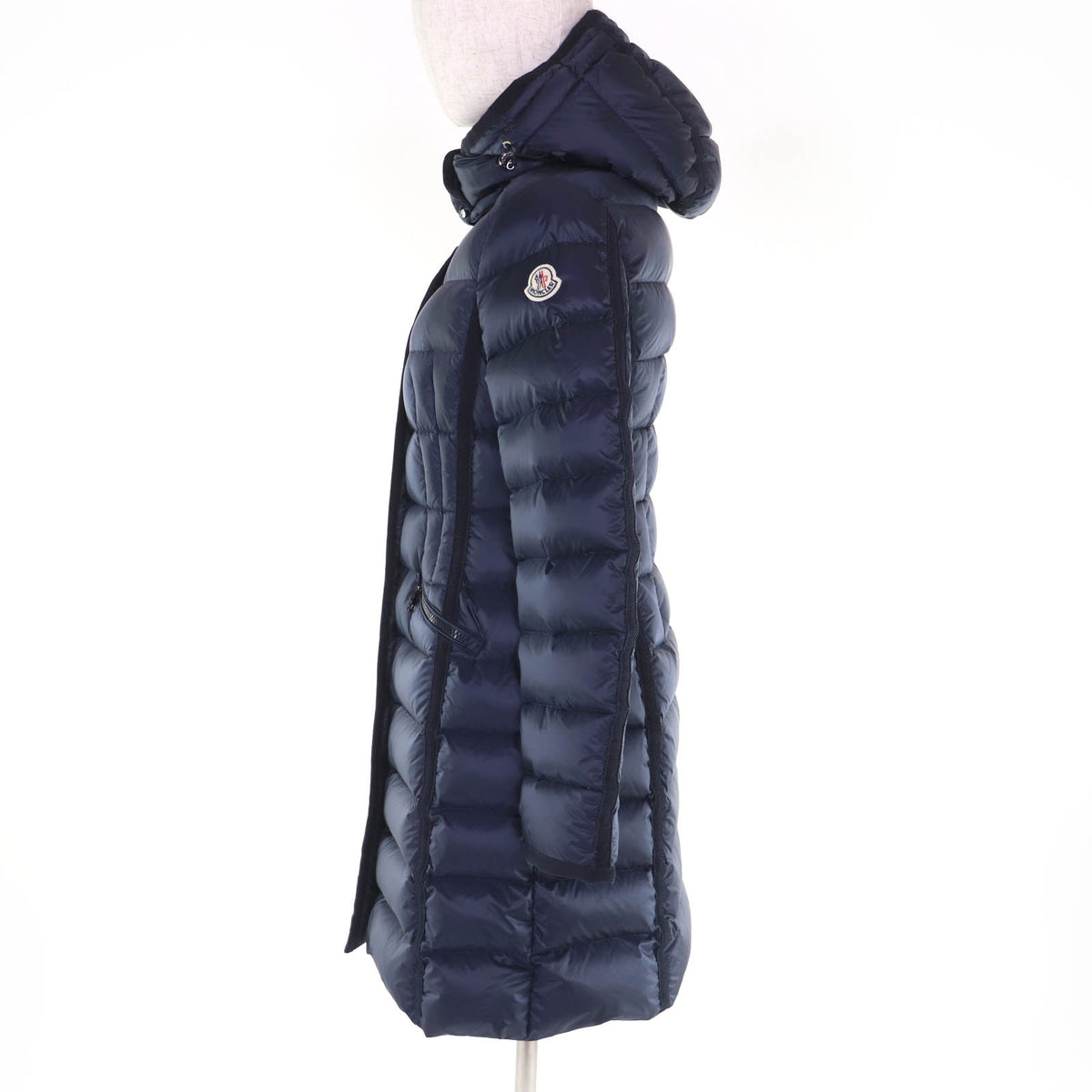 モンクレール HERMINE エルミンヌ ロゴワッペン・フード付 ZIP UP ダウンコート ネイビー 54847 レディース