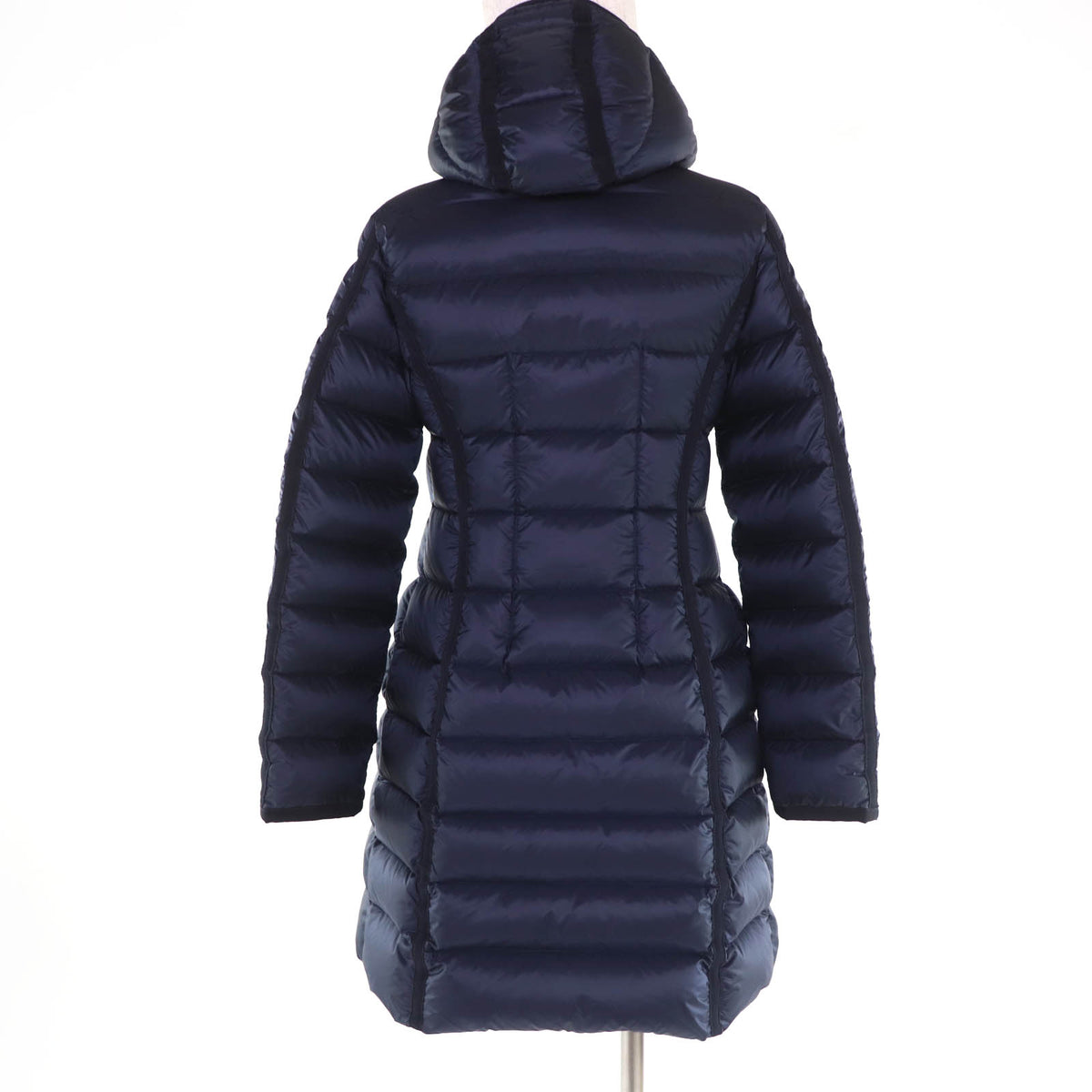 モンクレール HERMINE エルミンヌ ロゴワッペン・フード付 ZIP UP ダウンコート ネイビー 54847 レディース