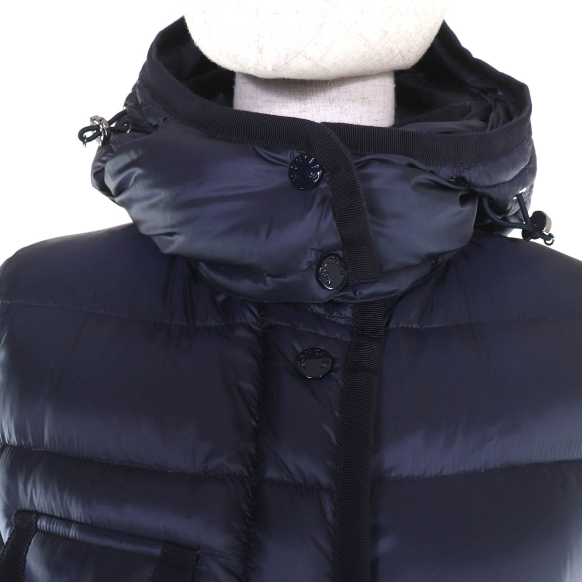 モンクレール HERMINE エルミンヌ ロゴワッペン・フード付 ZIP UP ダウンコート ネイビー 54847 レディース