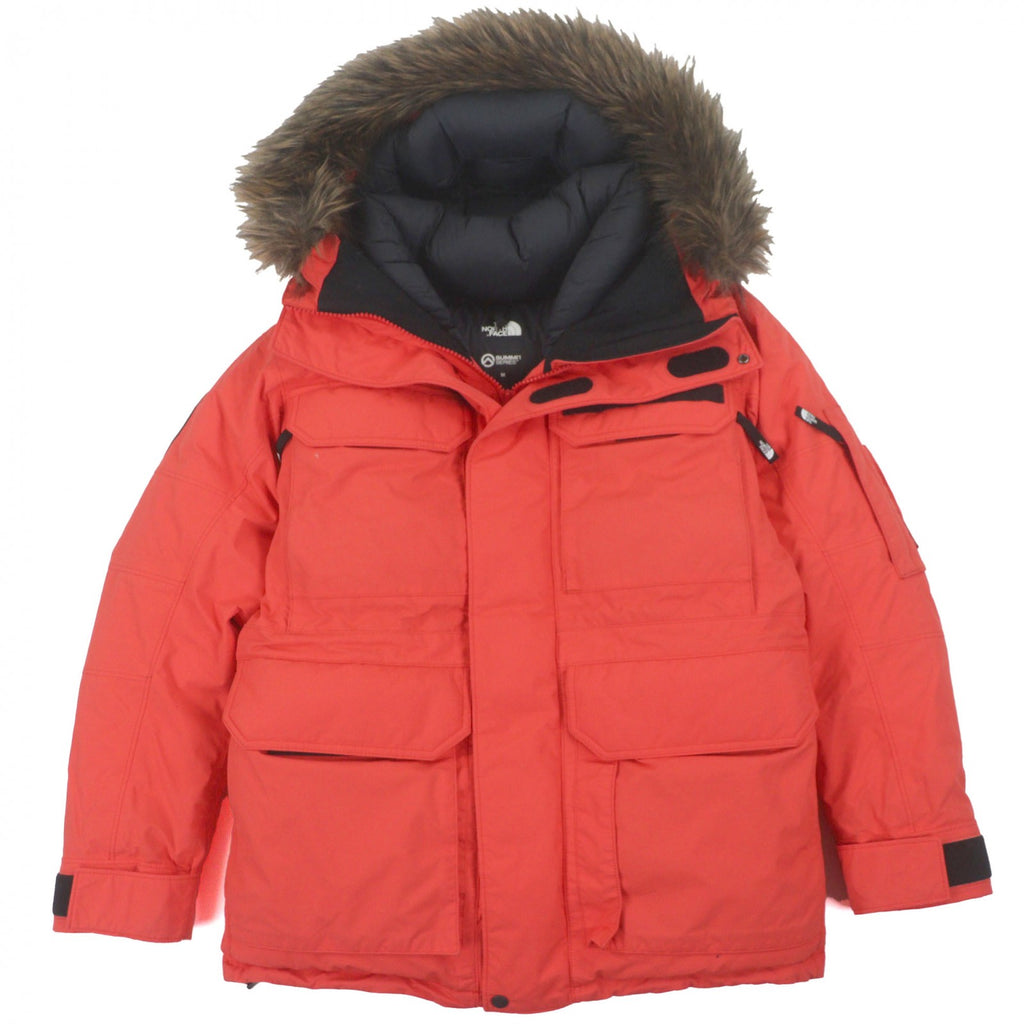 ザ・ノースフェイス Southern Cross Parka ファー付き フーデッド ダブルジップアップ ダウンジャケット オレンジ M メンズ