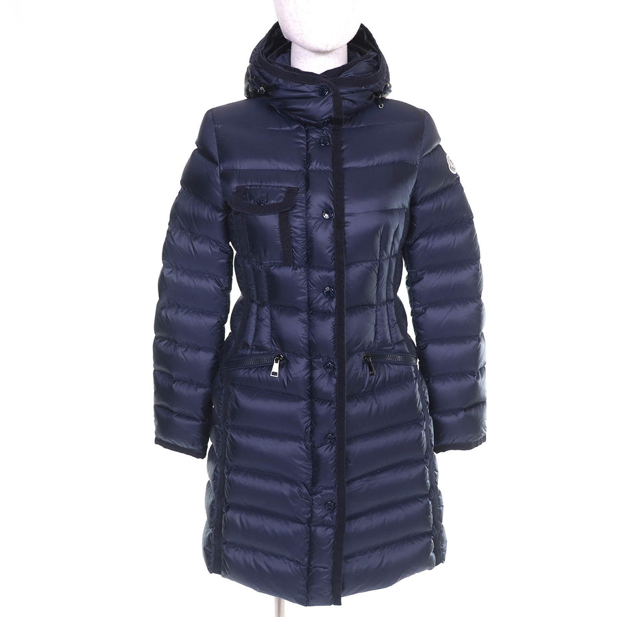 モンクレール HERMINE エルミンヌ ロゴワッペン・フード付 ZIP UP ダウンコート ネイビー 00 レディース