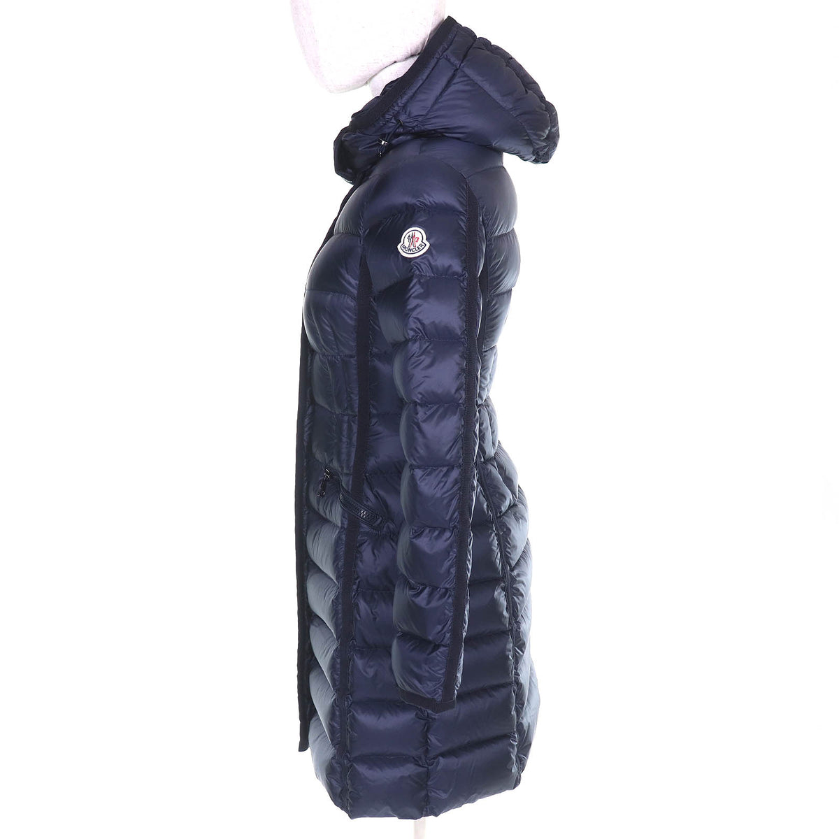 モンクレール HERMINE エルミンヌ ロゴワッペン・フード付 ZIP UP ダウンコート ネイビー 00 レディース