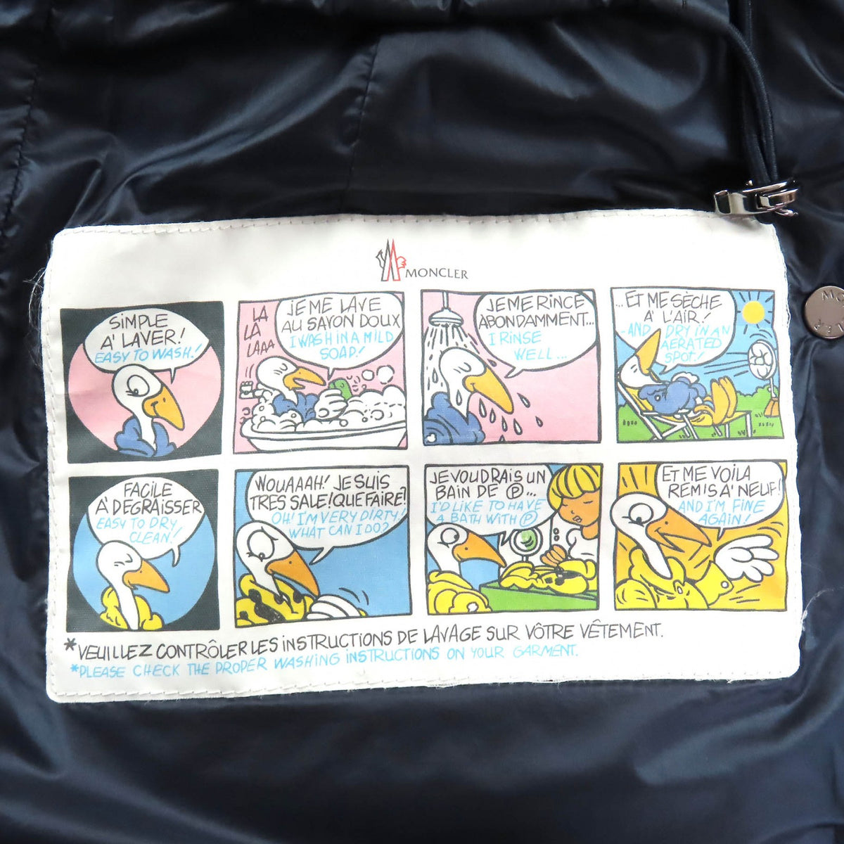 モンクレール HERMINE エルミンヌ ロゴワッペン・フード付 ZIP UP ダウンコート ネイビー 00 レディース