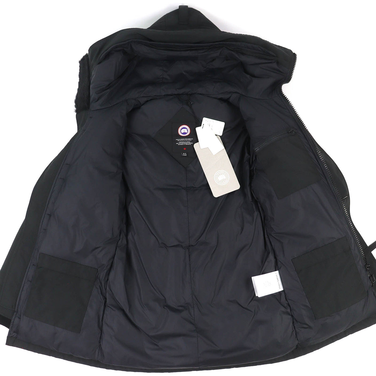 カナダグース JASPER PARKA ジャスパーパーカ ロゴワッペン WZIP フーデッド ダウンジャケット ブラック XS （日本サイズXS~S相当） メンズ