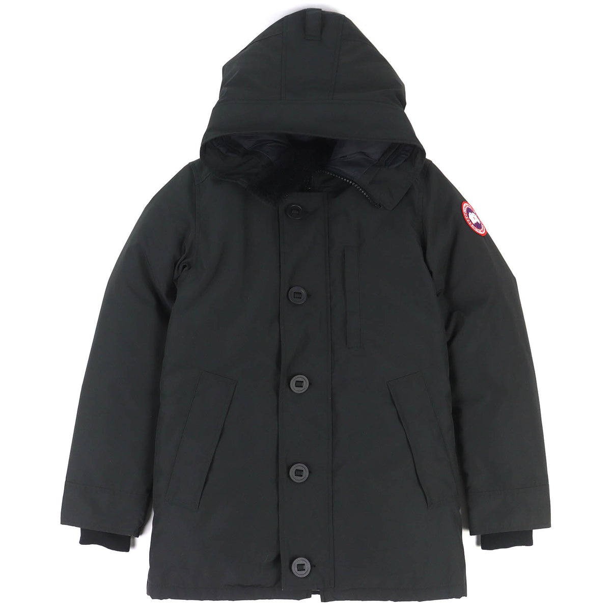 カナダグース JASPER PARKA ジャスパーパーカ ロゴワッペン WZIP フーデッド ダウンジャケット ブラック XS （日本サイズXS~S相当） メンズ