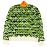 プラダ カシミア29% ロゴ刺繡 ハイネック ニット グリーン系 トライアングル柄 48 メンズ