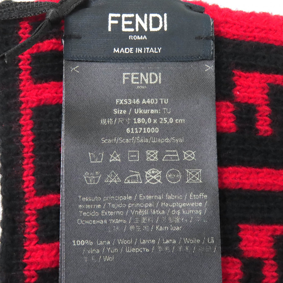 フェンディ FFロゴ ズッカ柄 マフラー レッド レディース
