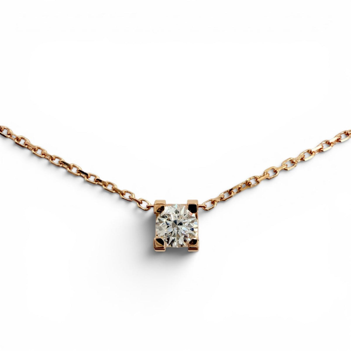 カルティエ Cドゥ カルティエ AU750(PG) ダイヤ1P GIA No.6375650428(グレーディング 0.20ct/F/VVS1/3EX) ネックレス ピンクゴールド レディース