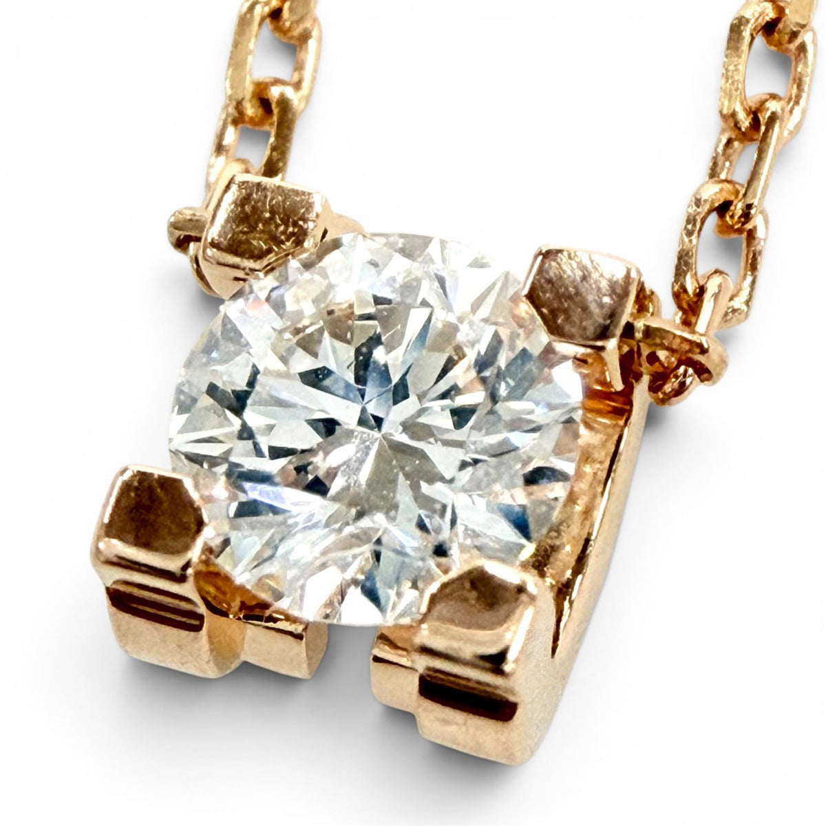 カルティエ Cドゥ カルティエ AU750(PG) ダイヤ1P GIA No.6375650428(グレーディング 0.20ct/F/VVS1/3EX) ネックレス ピンクゴールド レディース