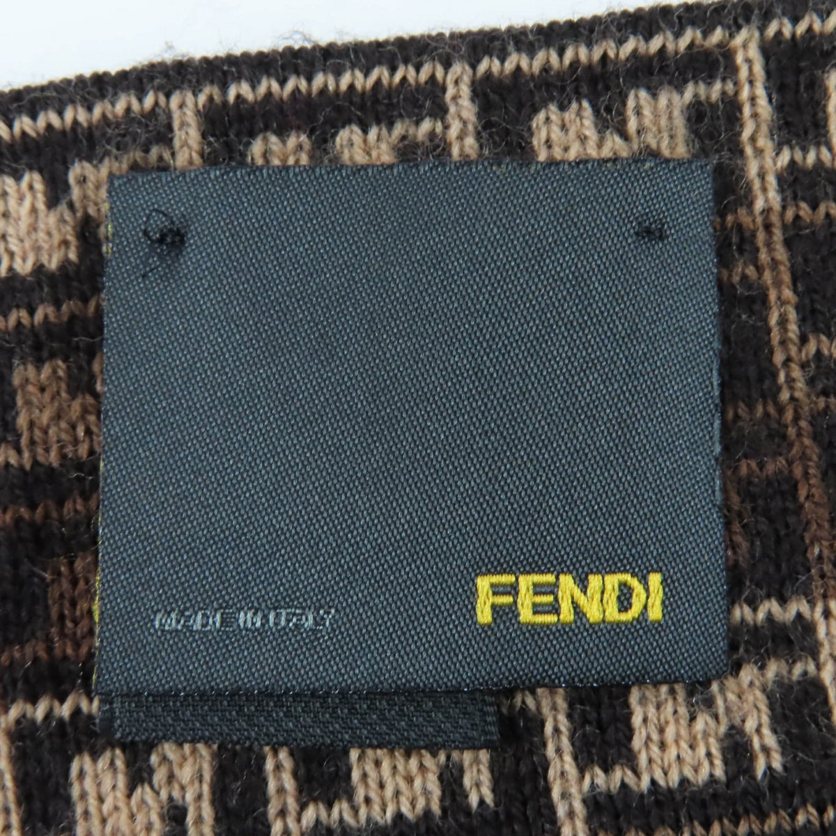 フェンディ FFロゴ マイクロズッカ柄 ニット マフラー ブラウン レディース
