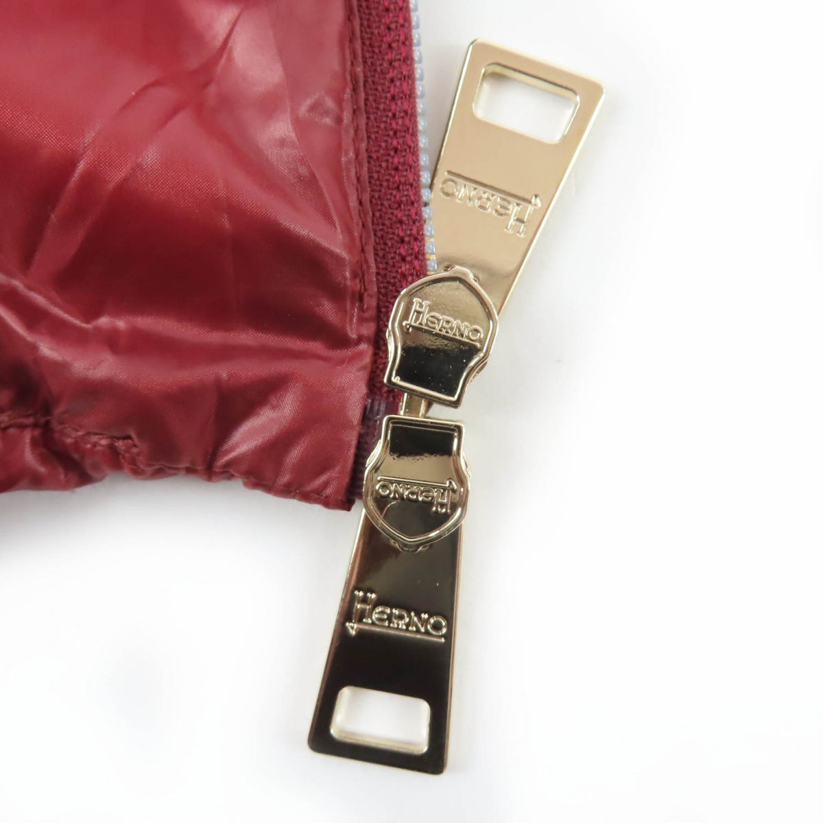 ヘルノ ロゴ金具 スタンドカラー ZIP UP ダウンコート ワインレッド 48 レディース