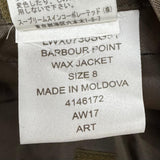 バブアー SPEY WAX JACKET レザー使い ロゴボタン付 オイルド ジャケット ダークグリーン UK8 レディース