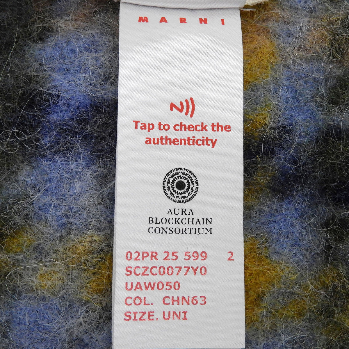 マルニ フリンジ付 チェック柄 マフラー マルチカラー レディース