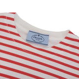 プラダ トライアングルロゴ ボーダー柄 半袖Ｔシャツ レッド XS レディース 未使用品