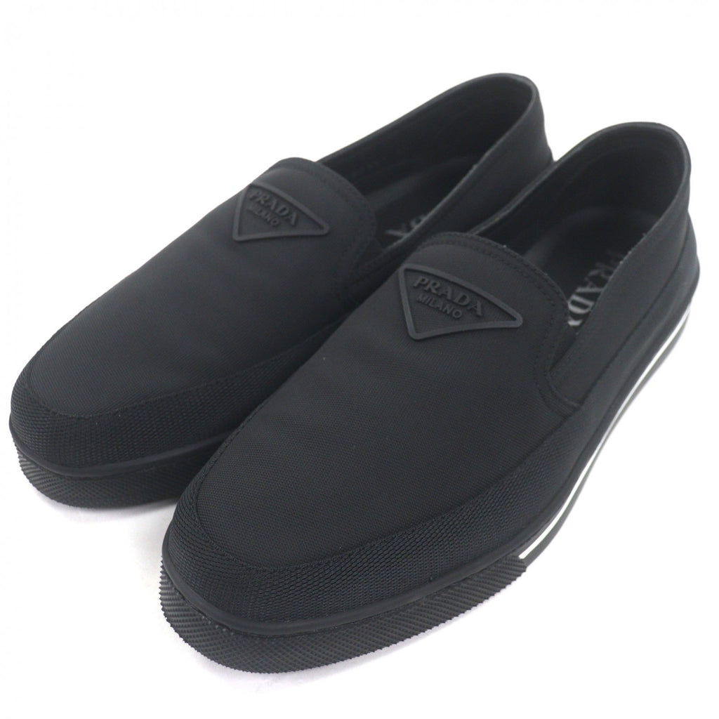 プラダ トライアングルロゴ Re-Nylon フラットシューズ スリッポン ブラック 6.5 メンズ