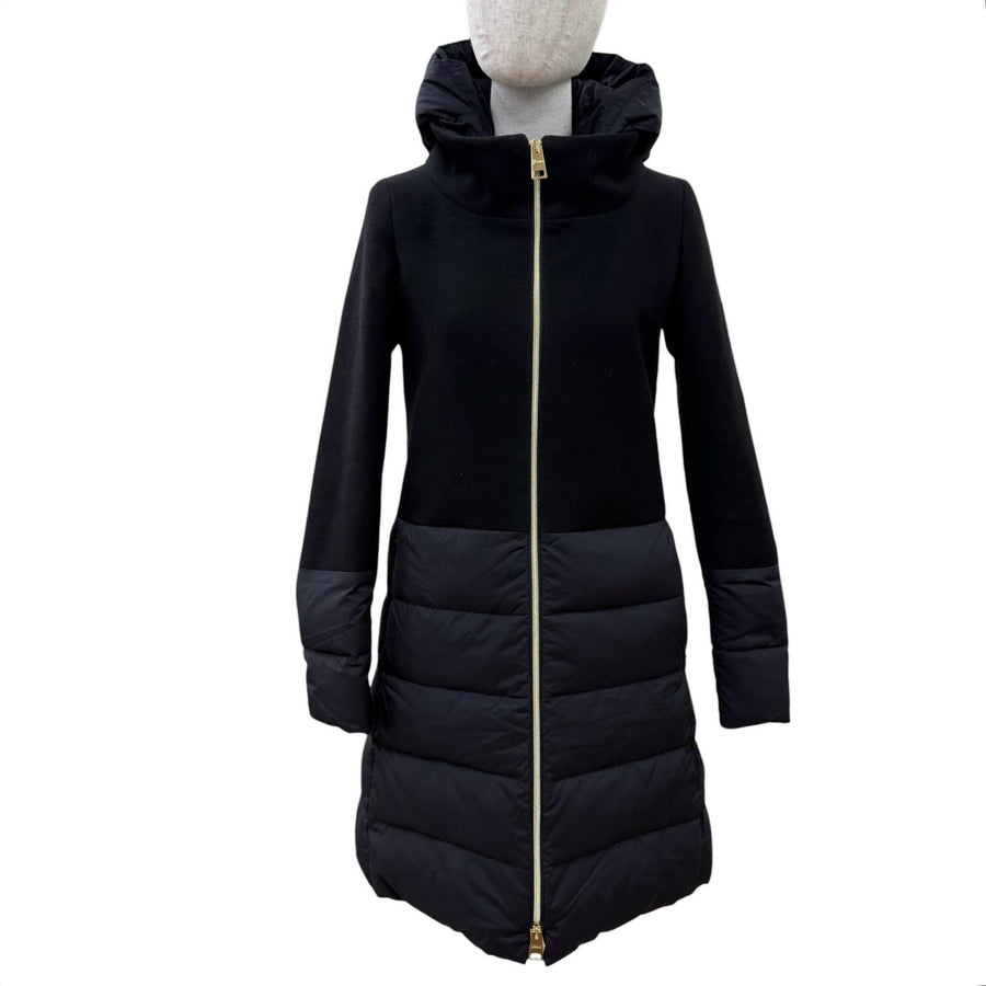 ヘルノ DIAGONAL WOOL AND NUAGE PARKA ダウンコート ブラック 38 レディース