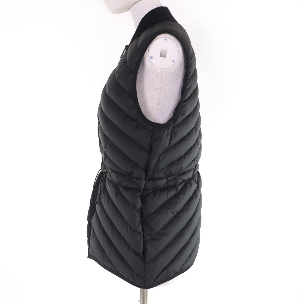 エルメス CLOU DE SELLE ロゴワッペン付 ZIP UP リブ切替 ダウンベスト ブラック 38 レディース