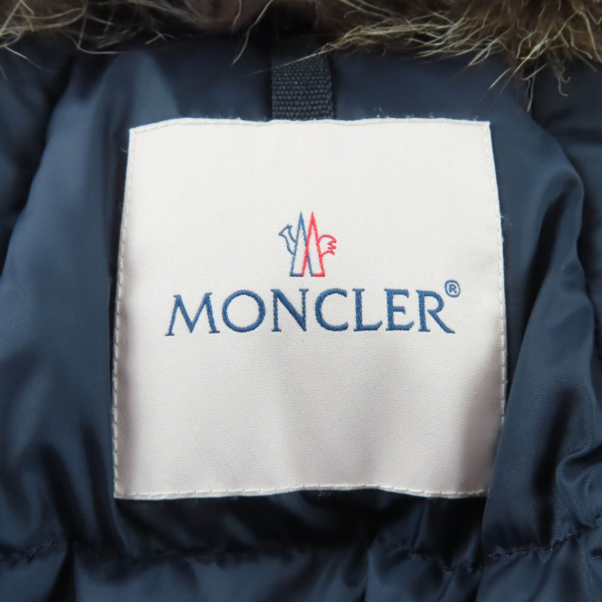 モンクレール HIRONDELLE FOXファー付 ZIP UP ダウンコート ネイビー 00 レディース