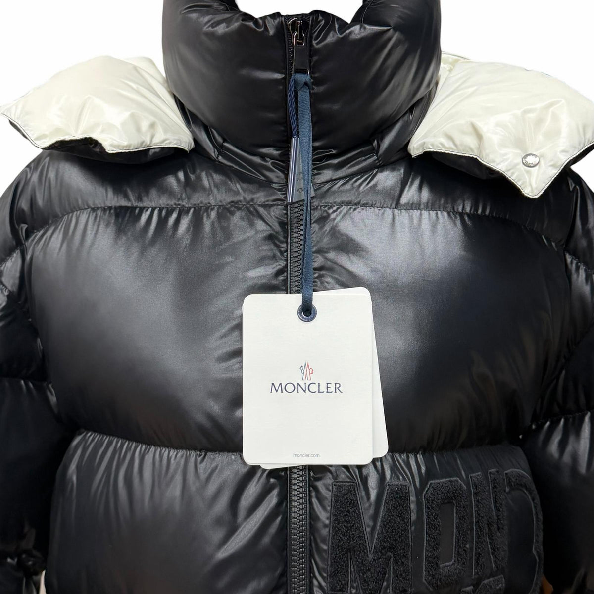 モンクレール ABBAYE フロントロゴ フード付 ZIP UP ダウンジャケット ブラック 3 レディース