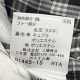 バーバリーブルーレーベル ラクーンファー・フード付 裏地チェック柄 コート ブラック 40 レディース